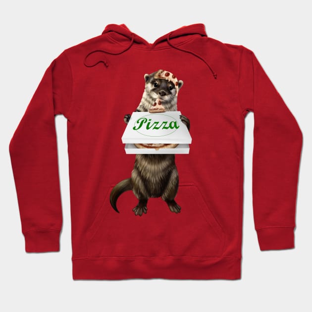 Pizza otter Hoodie by Mehu Art